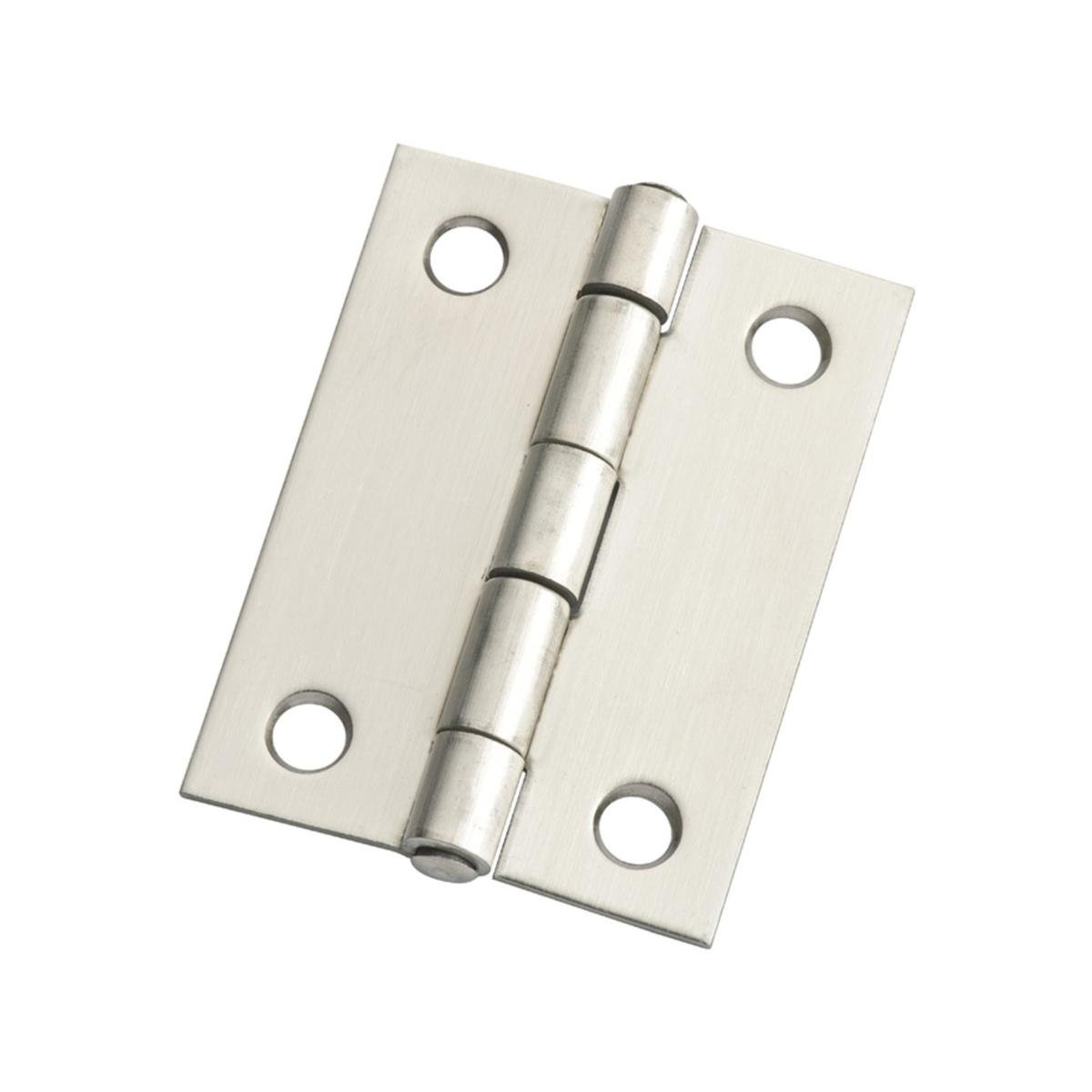 Lane Satin Stainless Steel Fixed Pin Butt Hinge 50 x 40 x 1.2mm 2 Pack
