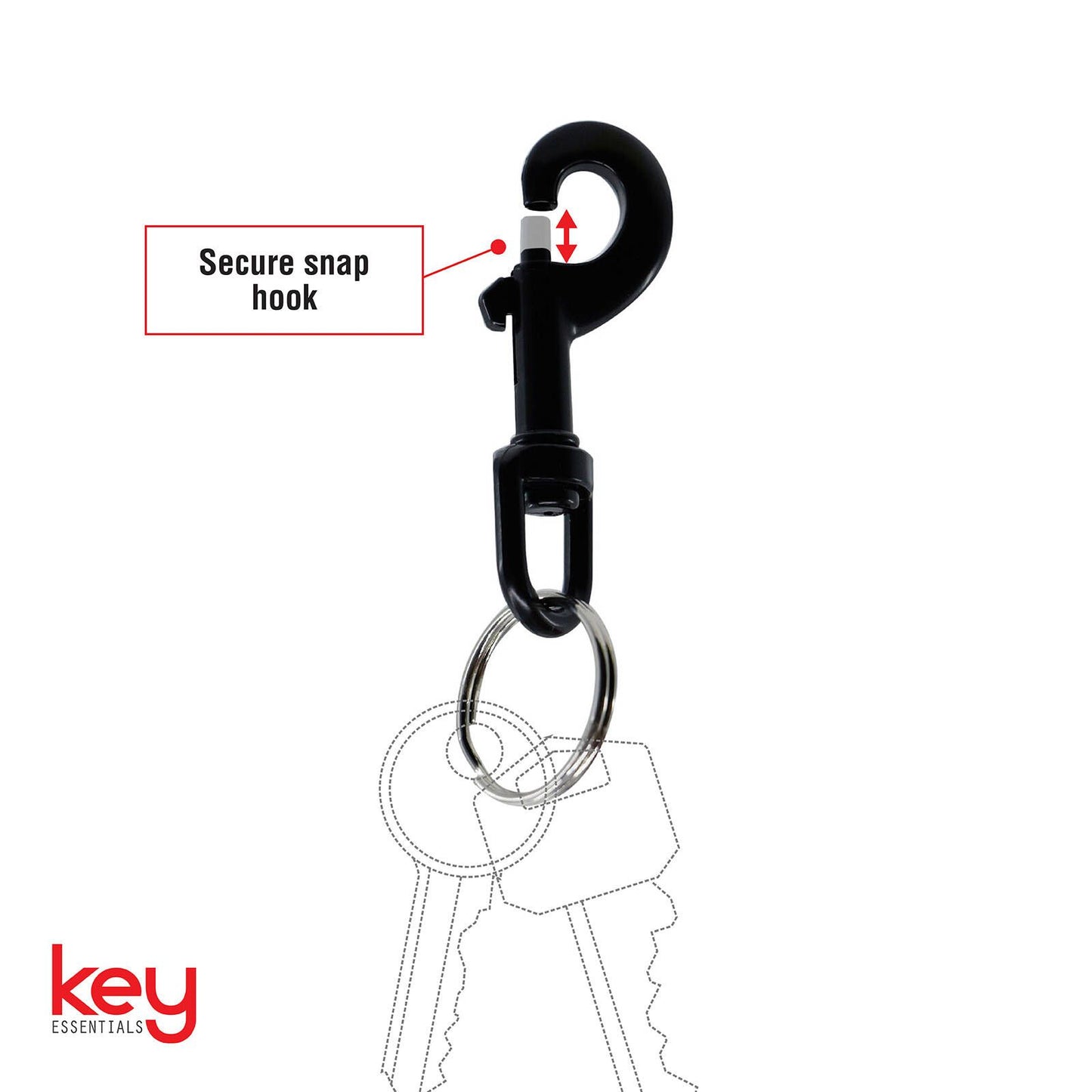 Key Essentials Snap Hook Key Ring - Black - 13.3mm x 79.3mm