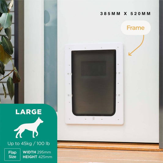 Hakuna Pets Large White Super Tough Pet Door 295mm x 425mm Durable