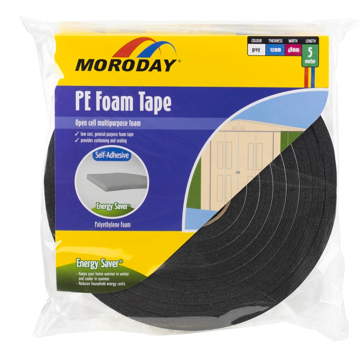 Moroday Foam Tape - 48mm x 12mm x 5m - Polyethylene - Self Adhesive