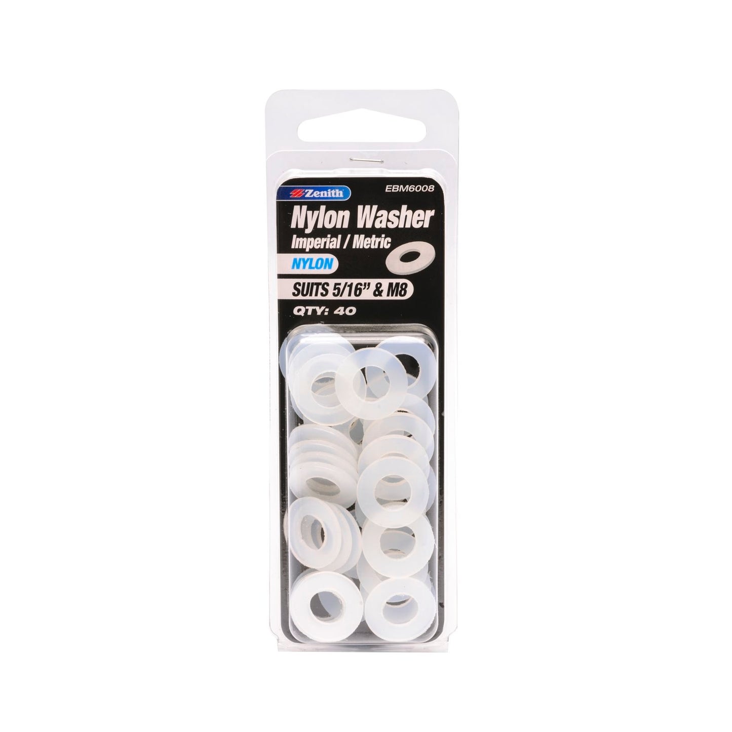 Zenith Nylon Washers - 5/16" & M8 - 40 Pack