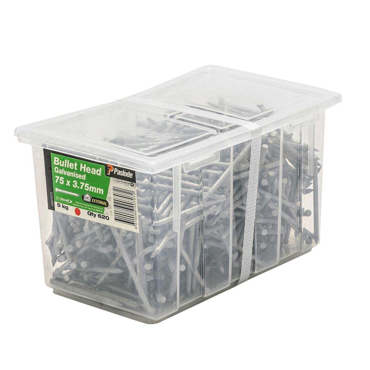 Paslode Galvanised Bullet Head Nails 75mm 3.75mm 5kg Durable