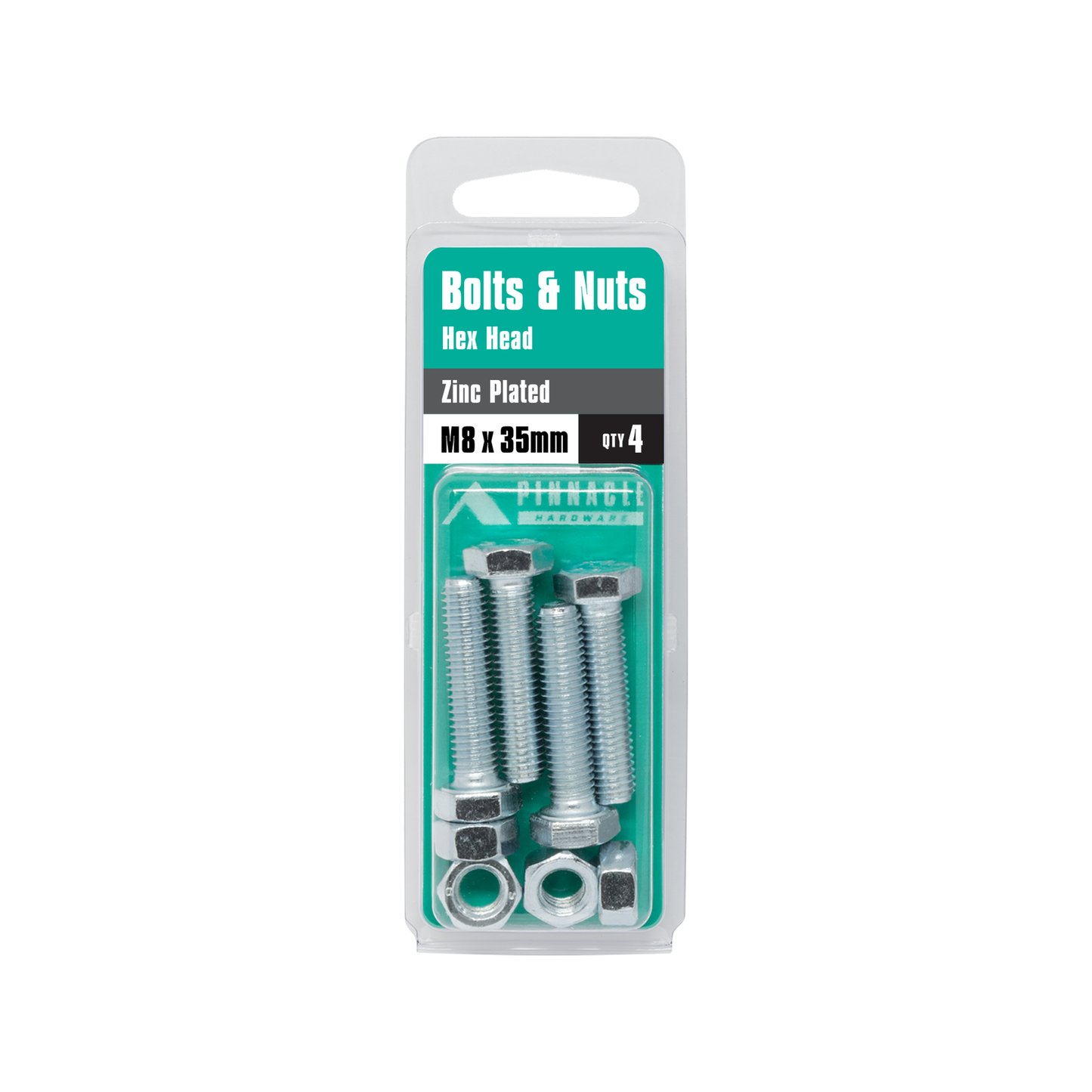 Pinnacle Hex Head Bolts and Nuts - M8 x 35mm - 4 Pack