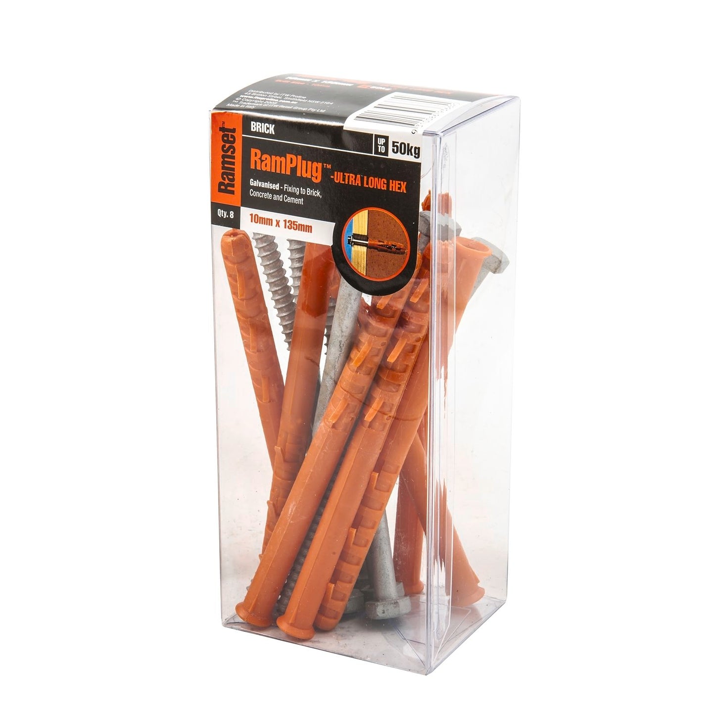 Ramset Ultra Long Hex Anchor - 10 x 135mm - 8 Pack