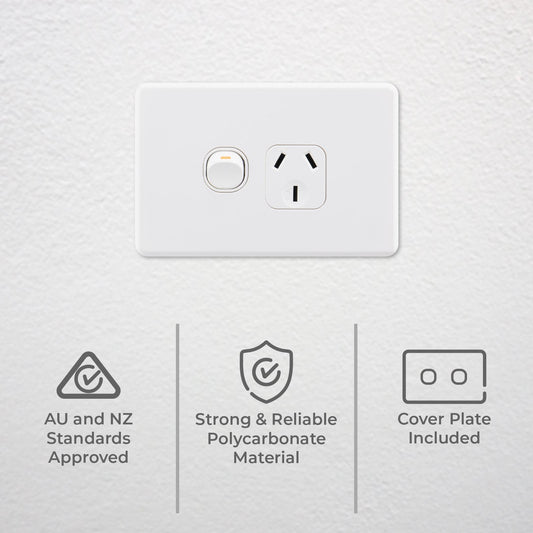 Deta X6 White 15 Amp Single Power Point