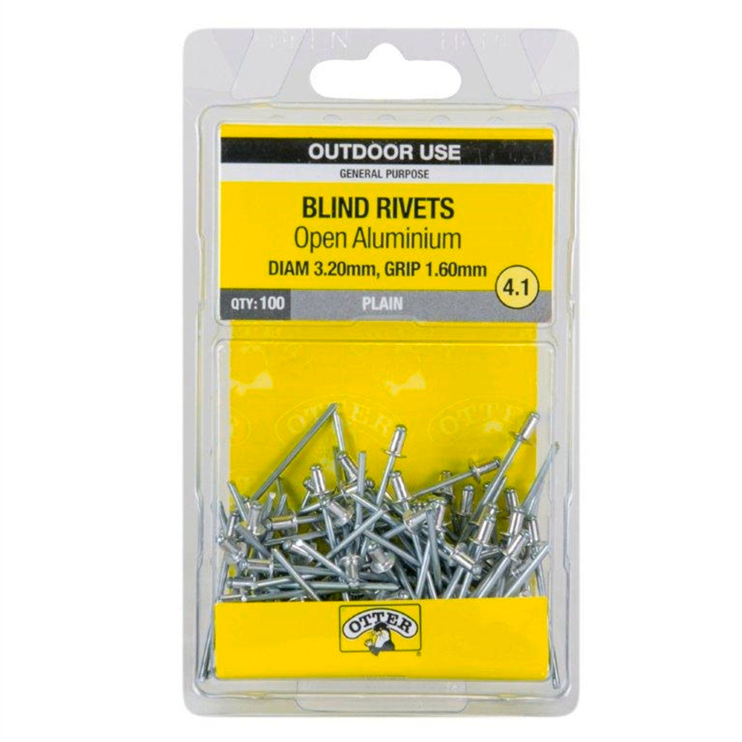 Otter Open Aluminium Blind Rivets - 2 x 1.6mm - 100 Pack
