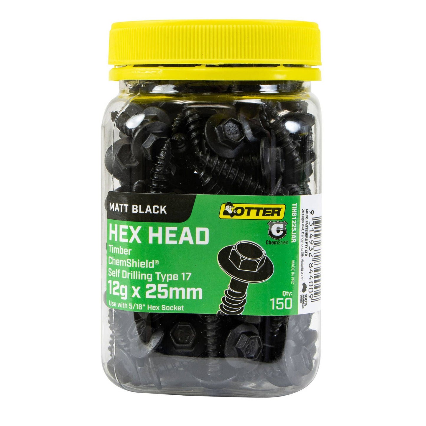 Otter Timber Hex Head Screws - 12g x 25mm - 150 Pack
