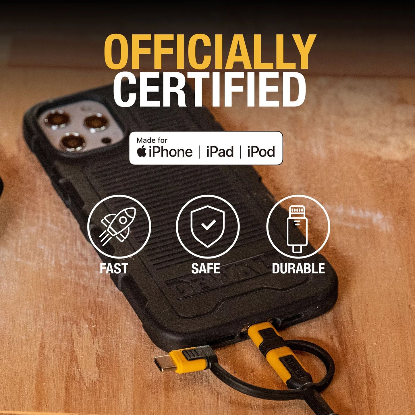 Dewalt Retractable Charging Cable - 1m - 3 in 1