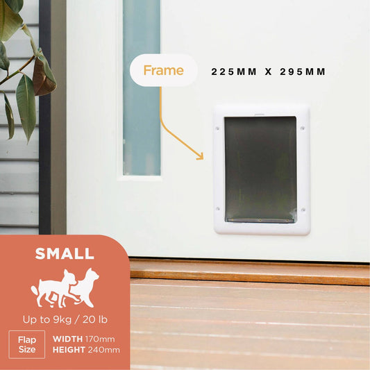 Hakuna Pets Small White Essential Pet Door - 170mm x 240mm - Durable - Weather-Resistant
