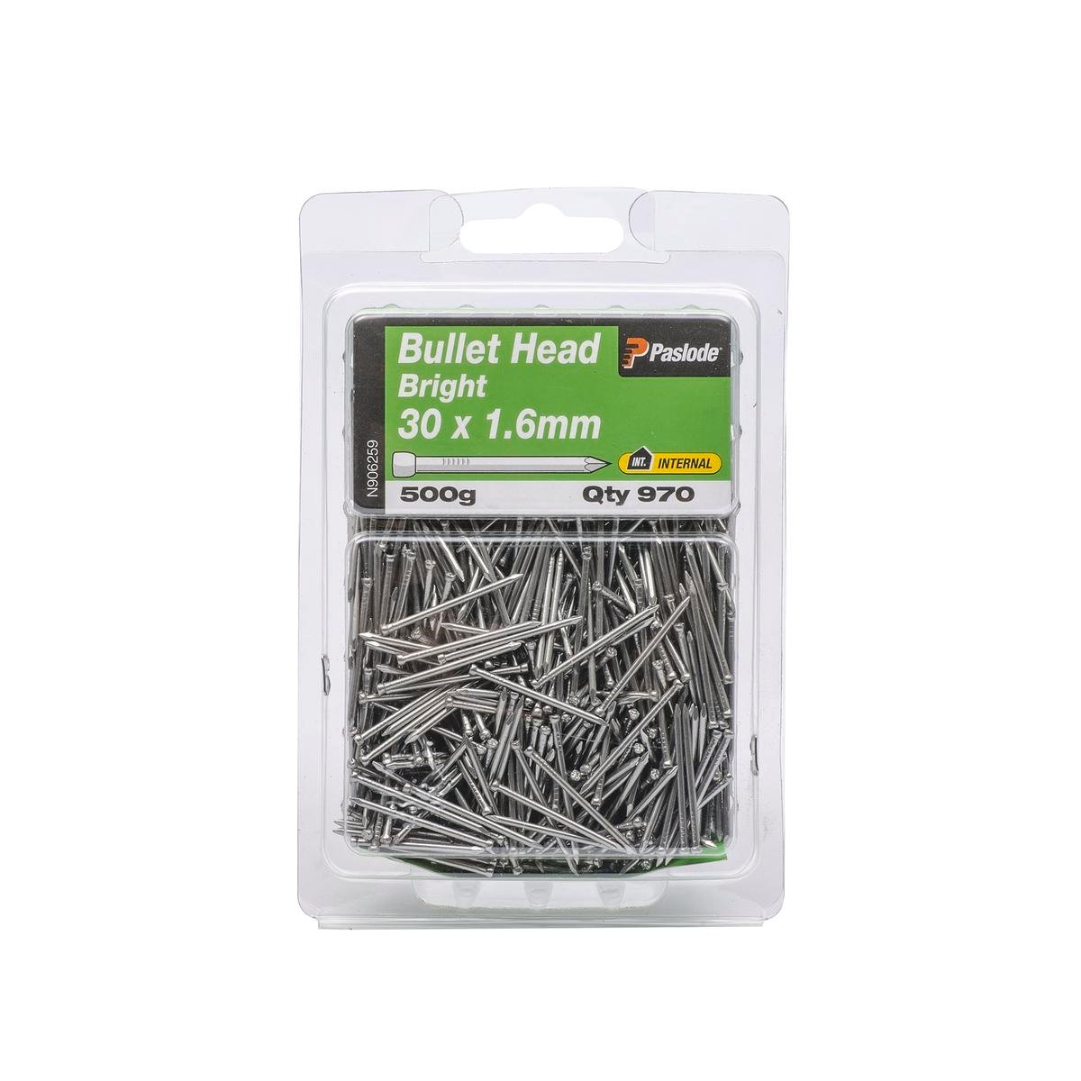 Paslode Bullet Head Nails 30mm Bright Steel 1.6mm 500g Pack