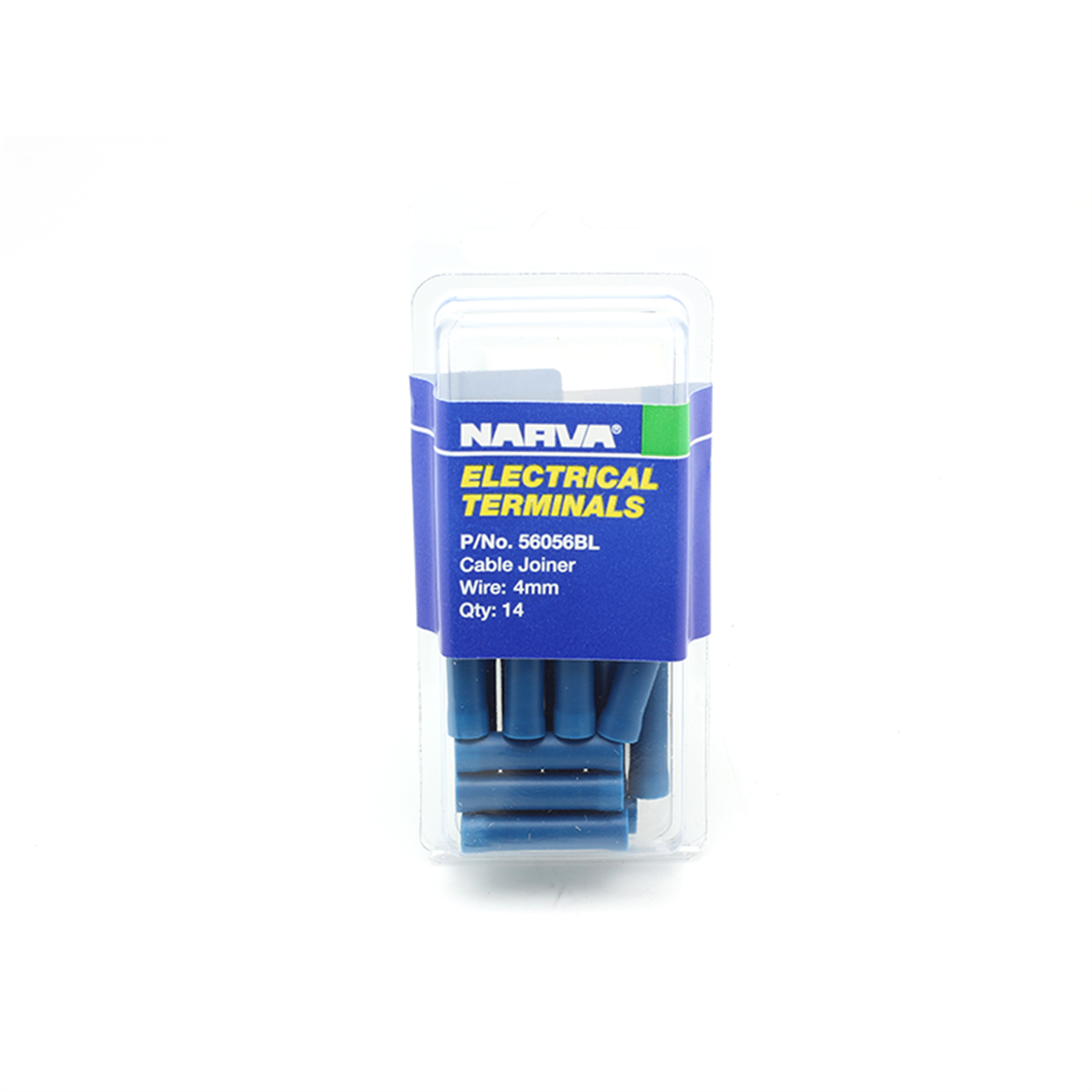 Narva Cable Joiner Butt Splice 4mm Blue Flared Vinyl 14 Pack