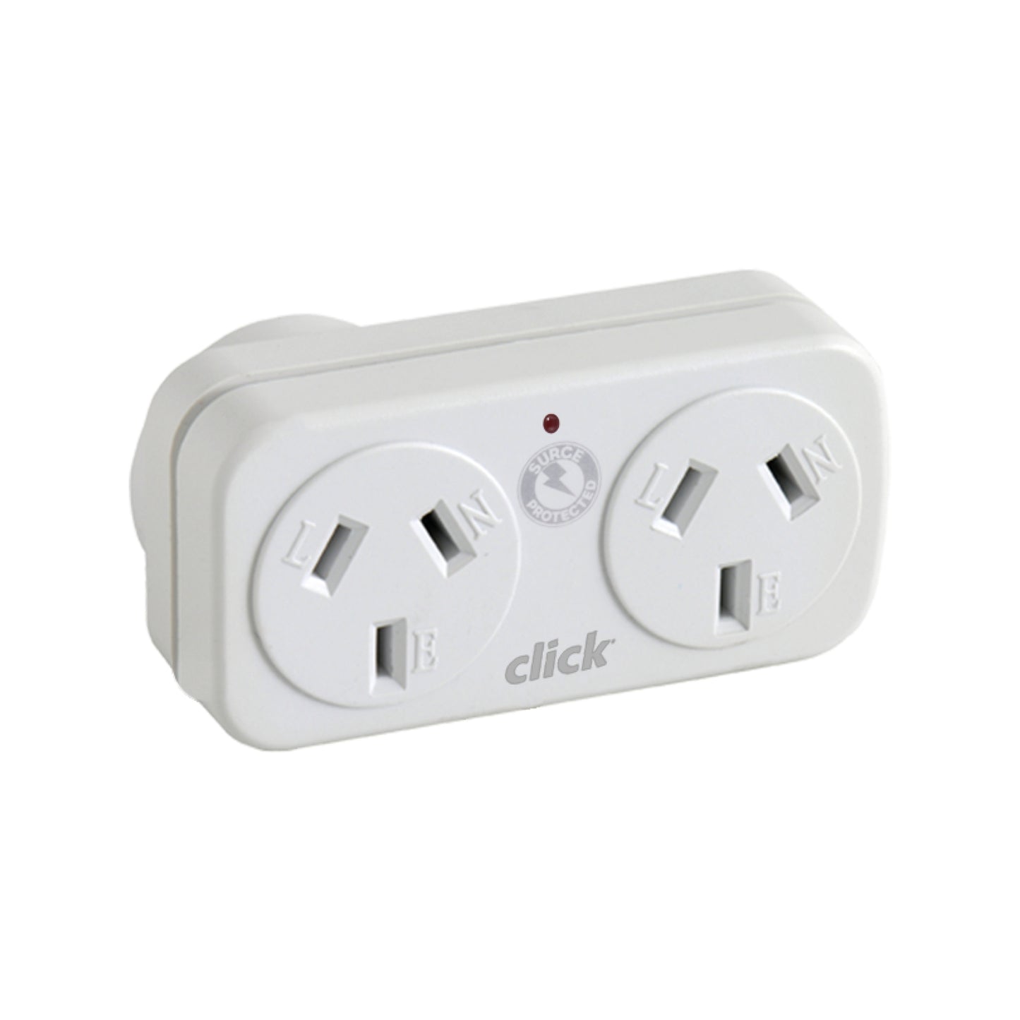 Click Right Hand Double Adaptor With Surge Protection