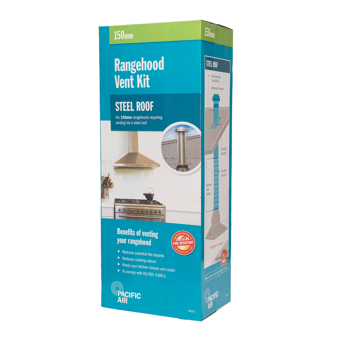 Pacific Air 150mm Rangehood Venting Kit Steel Roof Easy Install