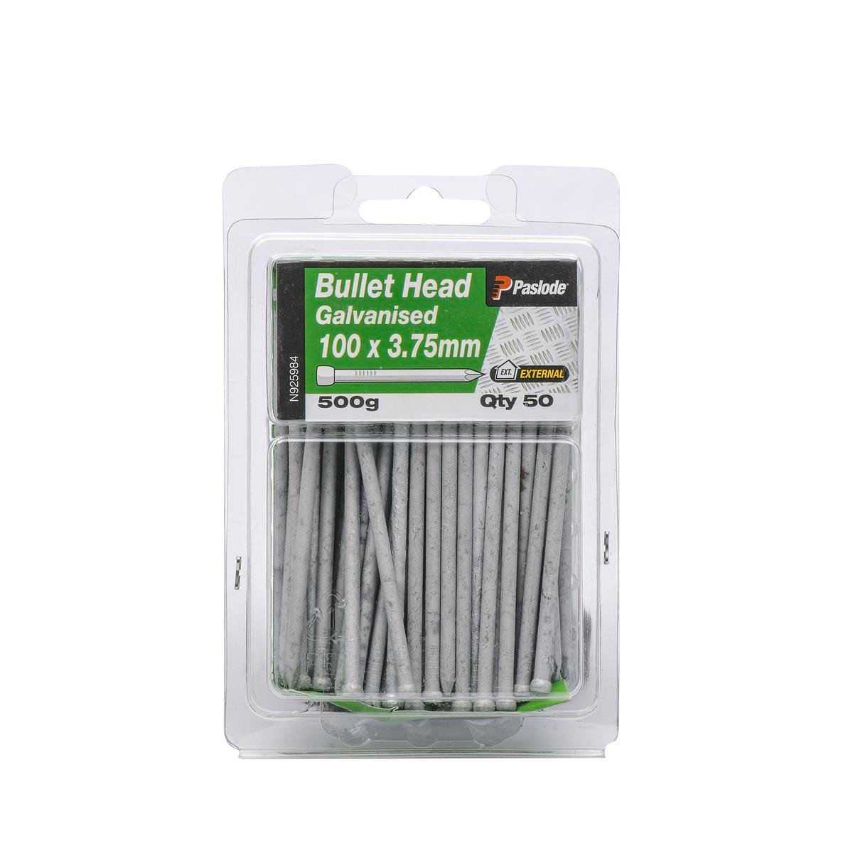 Paslode Bullet Head Nails 100mm 3.75mm Galvanised Steel Corrosion Resistant