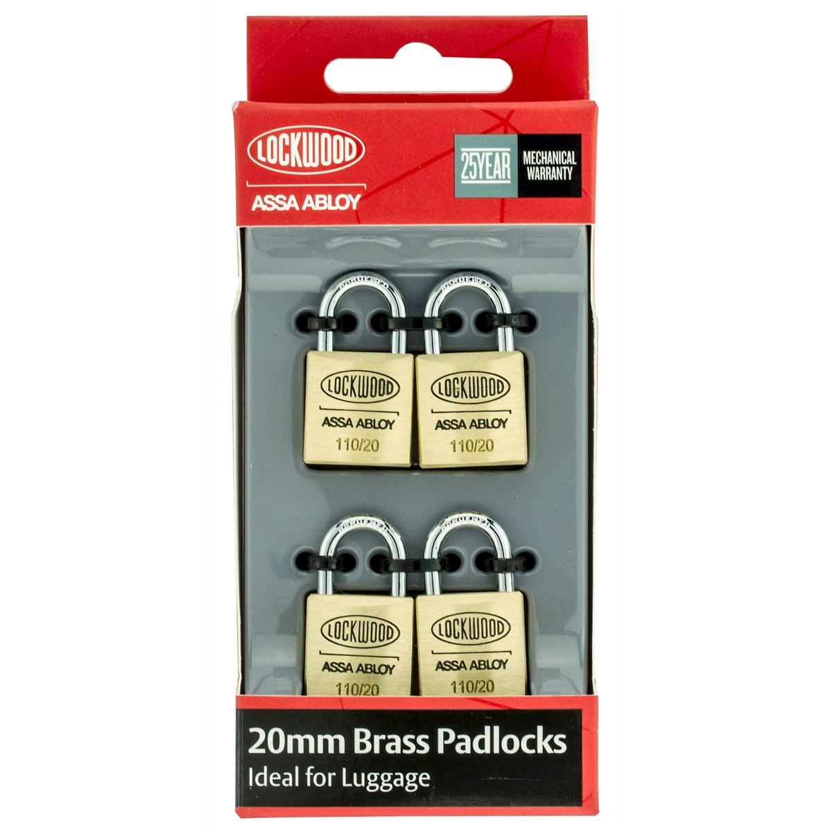 Lockwood 20mm Solid Brass Padlocks 4 Pack Durable Security Solution