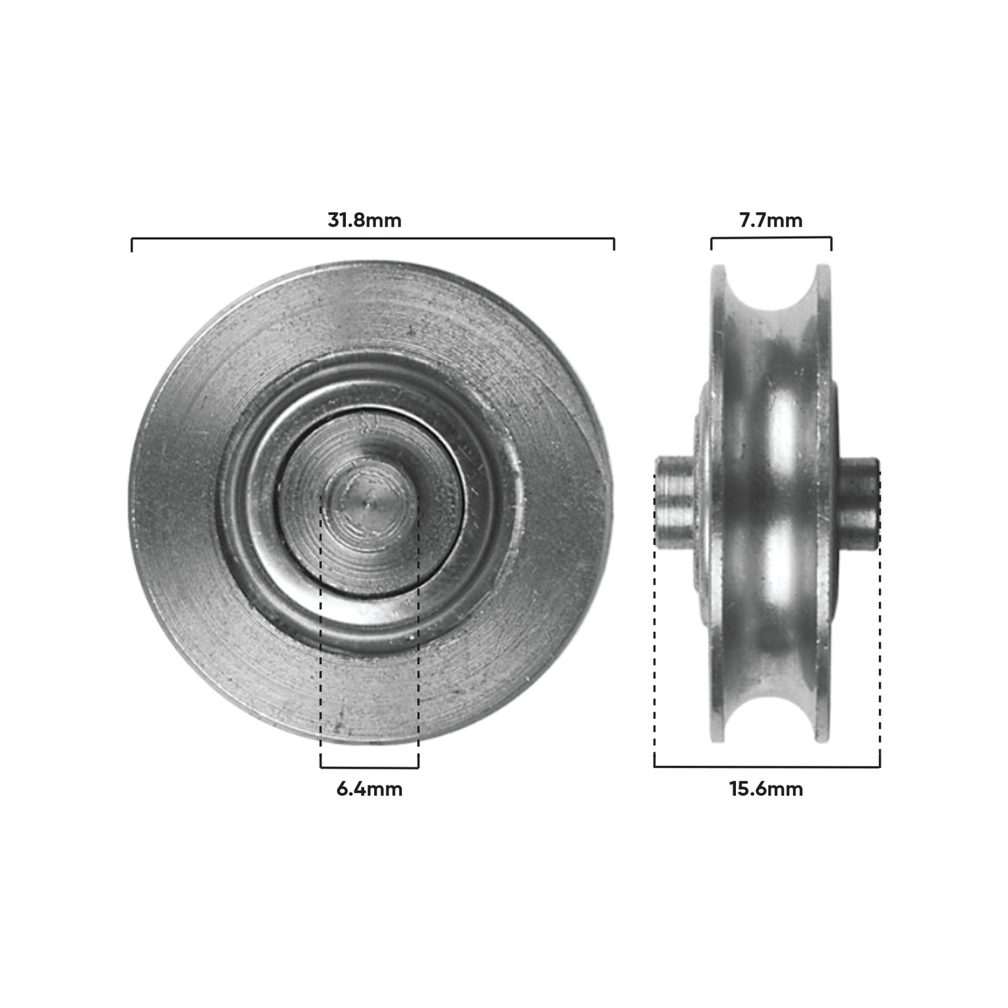 Rolltrak Concave Roller - 32mm - Stainless Steel