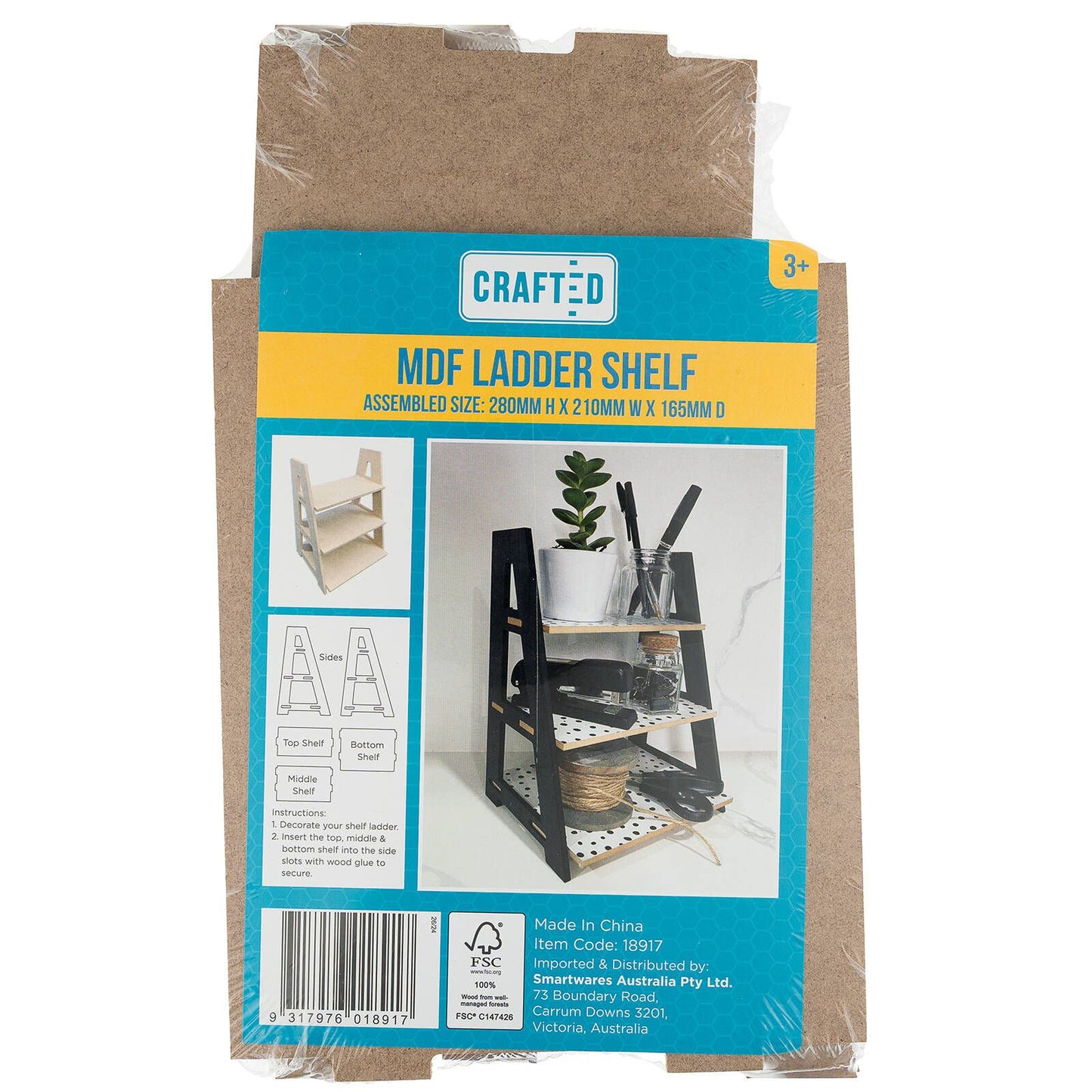 Crafted MDF Shelf Ladder - 28cm