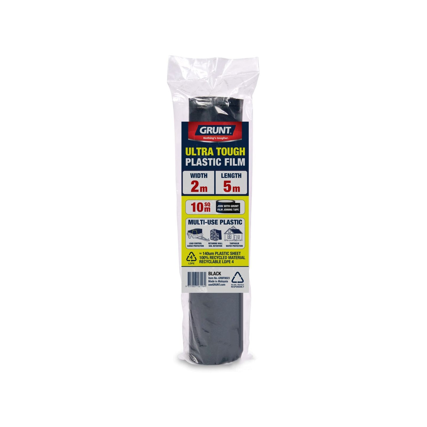 Grunt Multi Use Plastic Film - 2 x 5m - Black - 140um