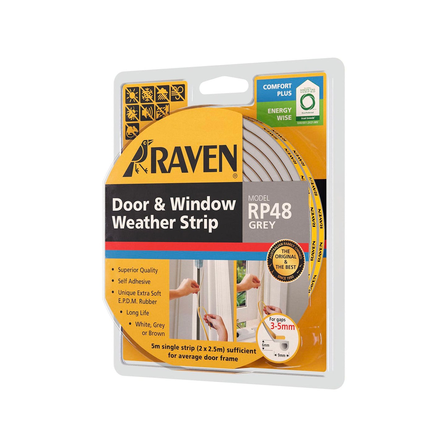 Raven Weather Strip - 5000mm - Grey