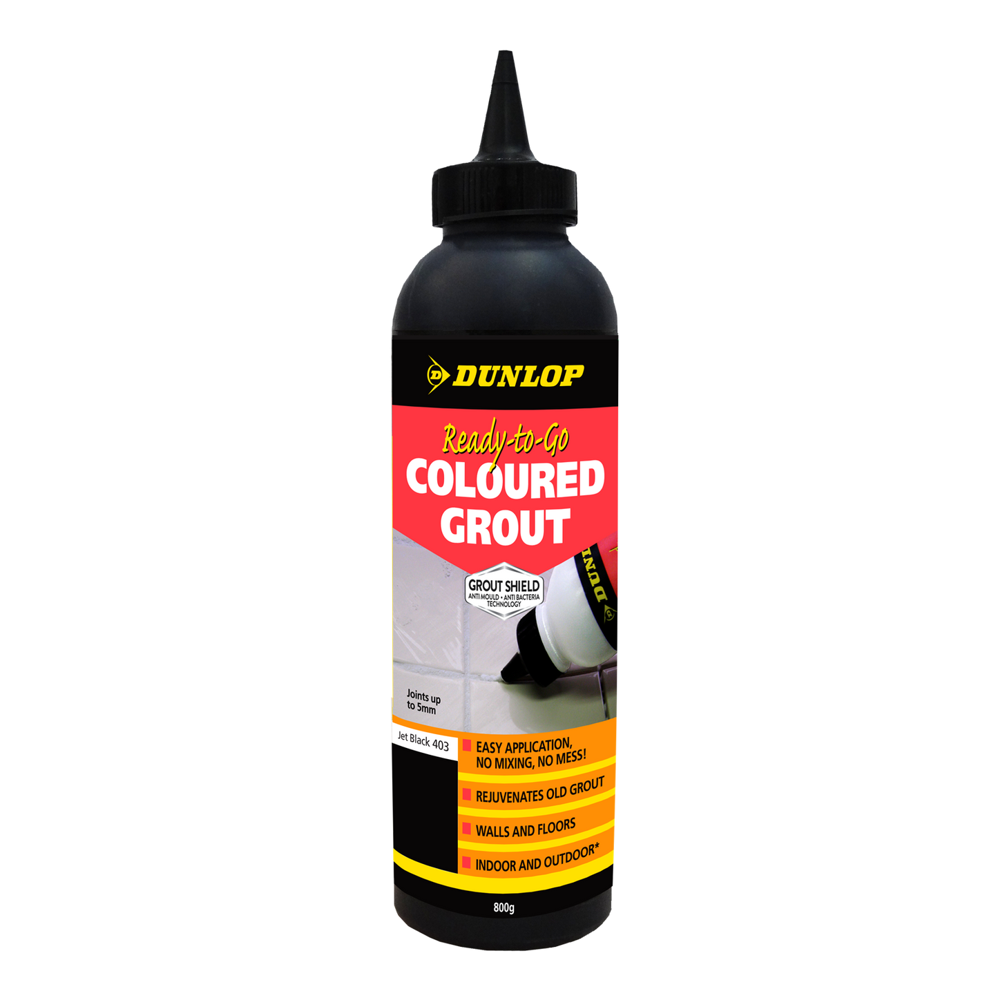 Dunlop Ready-to-Go Coloured Grout - 800g - Jet Black