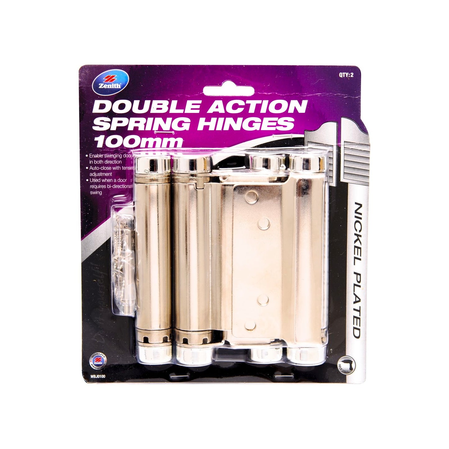 Zenith Double Action Spring Hinge - 100 x 107 x 2mm - 2 Pack
