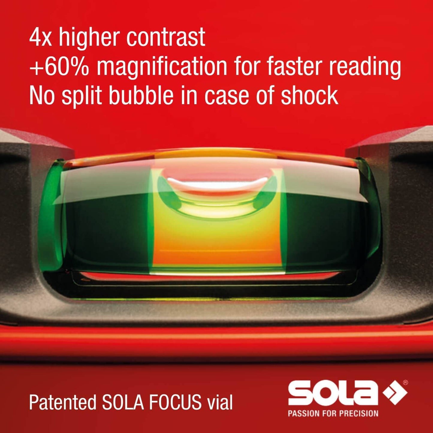 Sola Spirit Level - 60cm - Red - 3 Vials