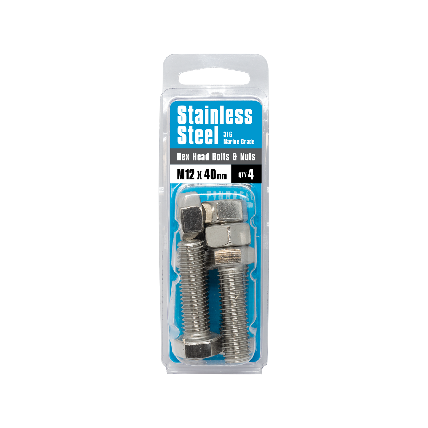 Pinnacle Hex Head Bolts - M12 x 40mm - Stainless Steel - 4 Pack