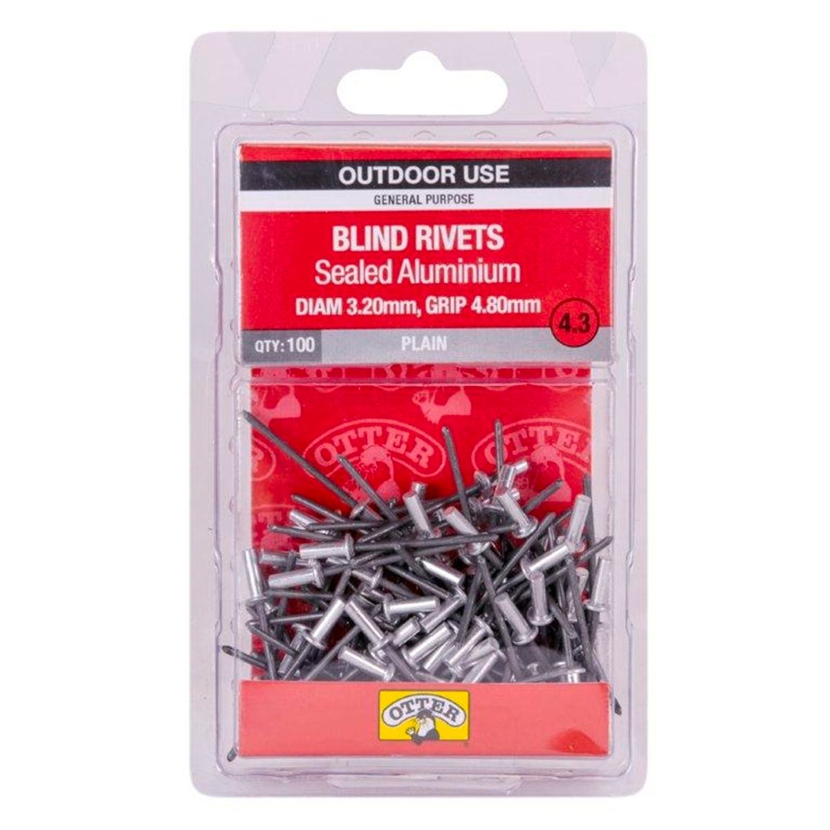 Otter Sealed Aluminium Blind Rivets 8mm 100 Pack High Strength