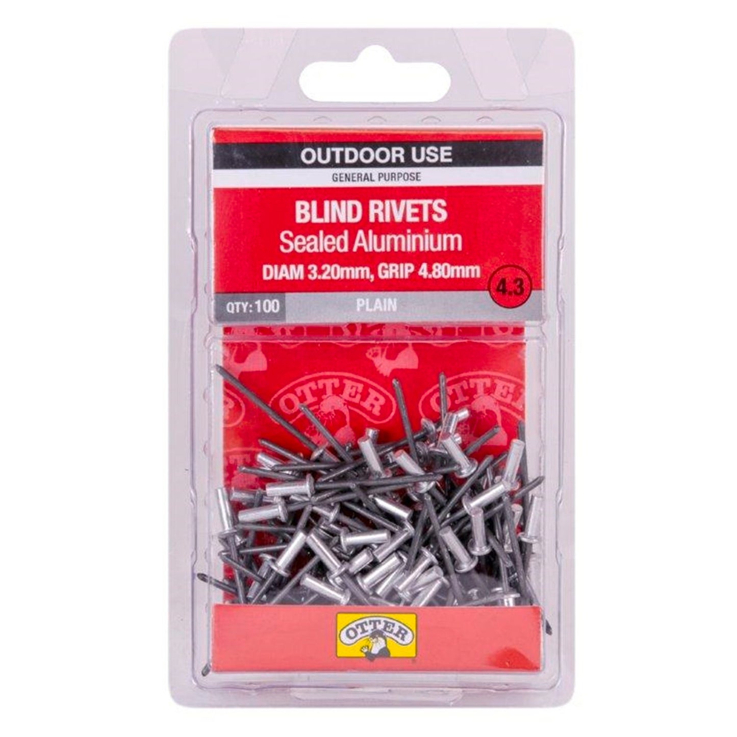 Otter Sealed Aluminium Blind Rivets - 8mm - 100 Pack