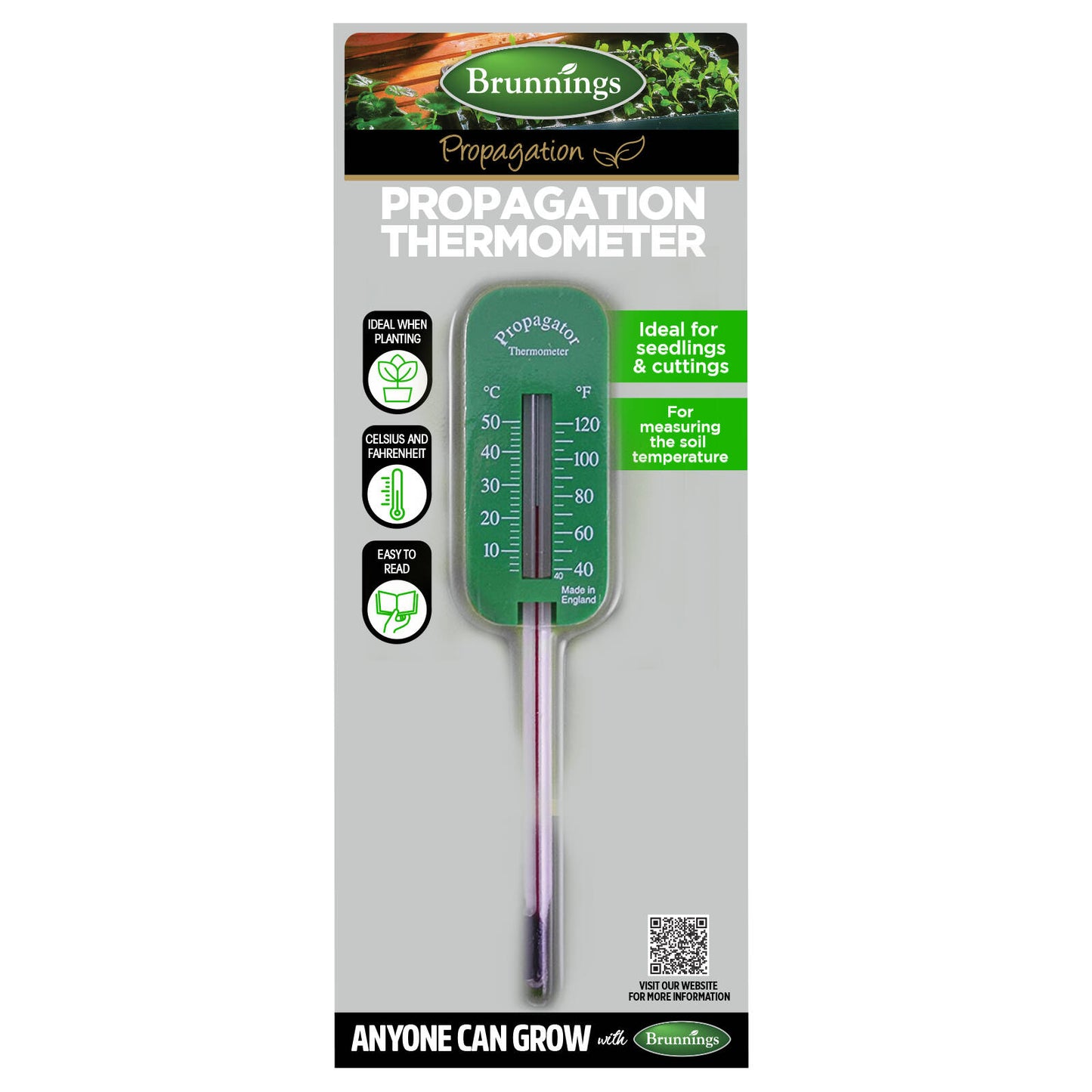 Brunnings Soil Propagation Thermometer - 75mm