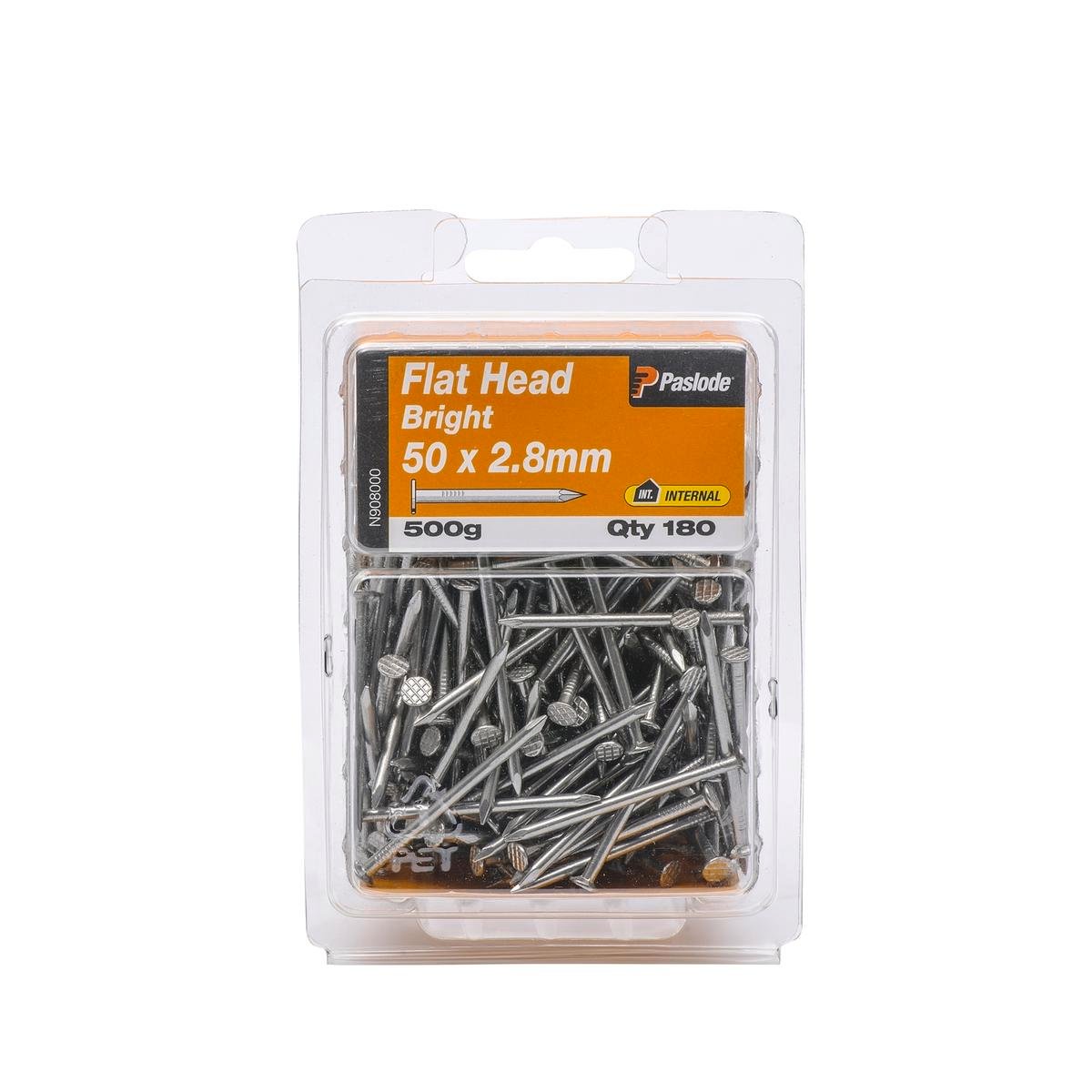 Paslode Flat Head Nails 50mm 2.8mm Bright Steel 180 Pack
