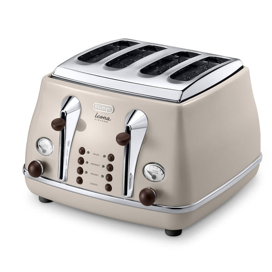 Delonghi Icona Vintage 4 Slice Toaster - 325mm - Beige