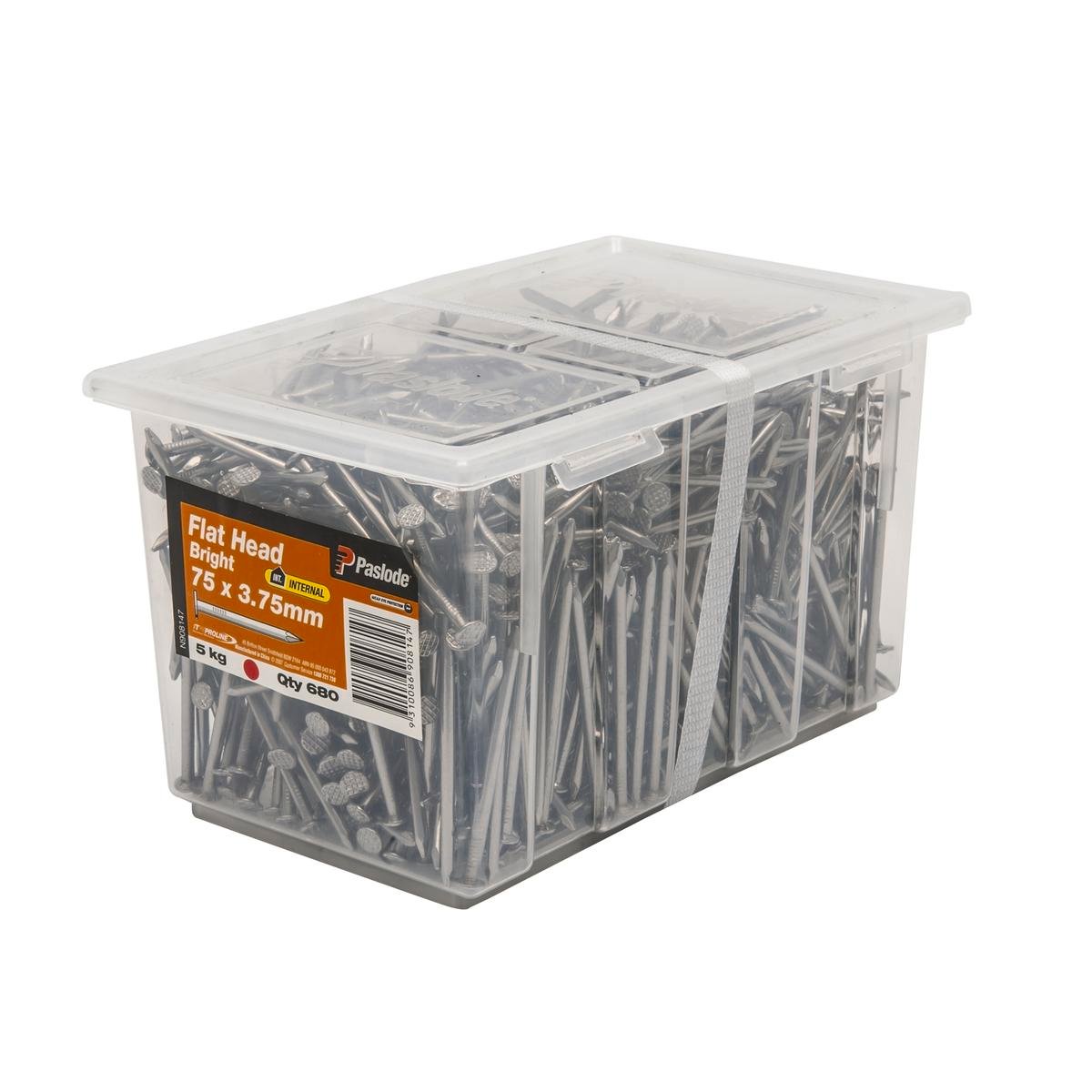 Paslode Flat Head Nails - 75mm - Bright Steel - Large Head - 680 Pack