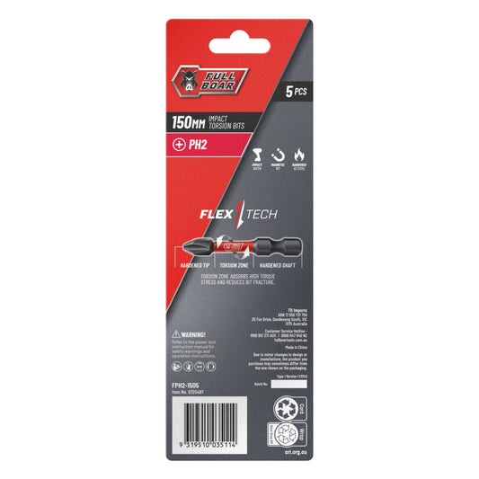 Full Boar Magnetic Impact Torsion Bit PH2 x 150mm 5 Pack