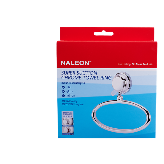 Naleon Chrome Super Suction Towel Ring - 180 x 160 x 40mm