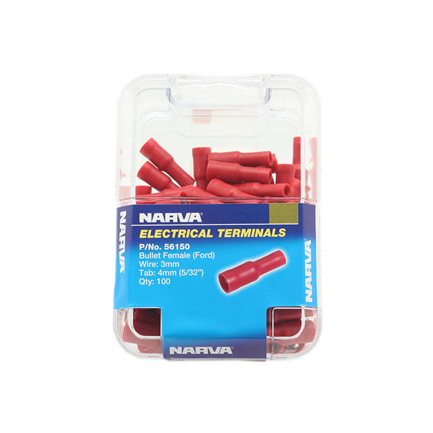Narva Red Double Crimped Female Bullet Terminal - 2.5-3mm - 100 Pack