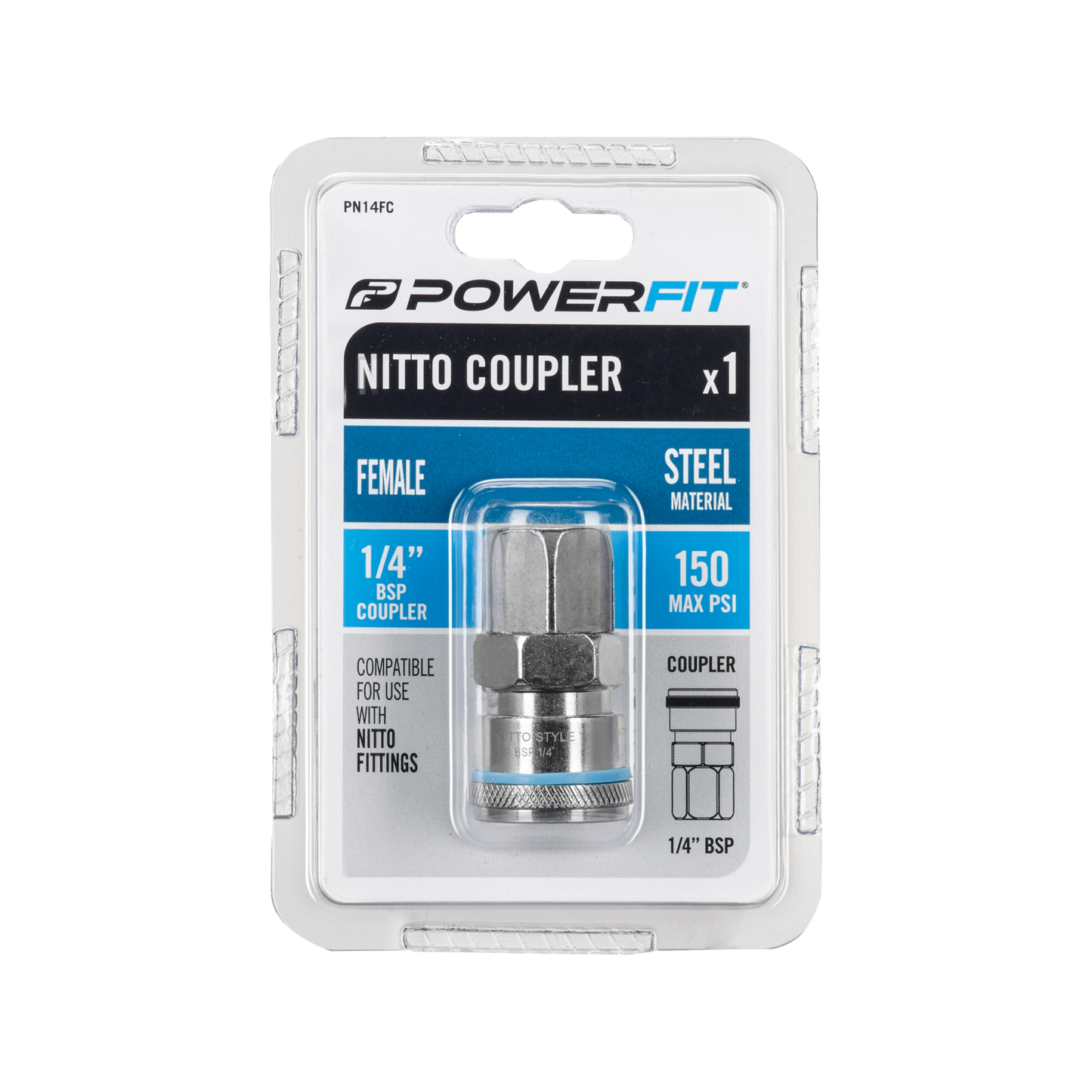 Powerfit Nitto Female Coupler - 1/4"BSP - 150PSI