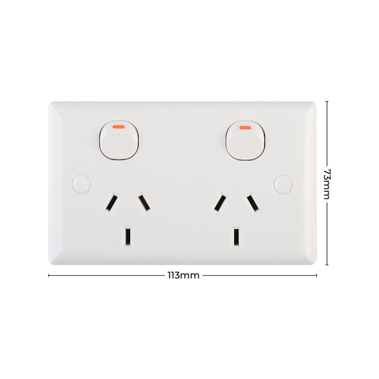 Deta Solid Plate Double Power Point - 10 Pack