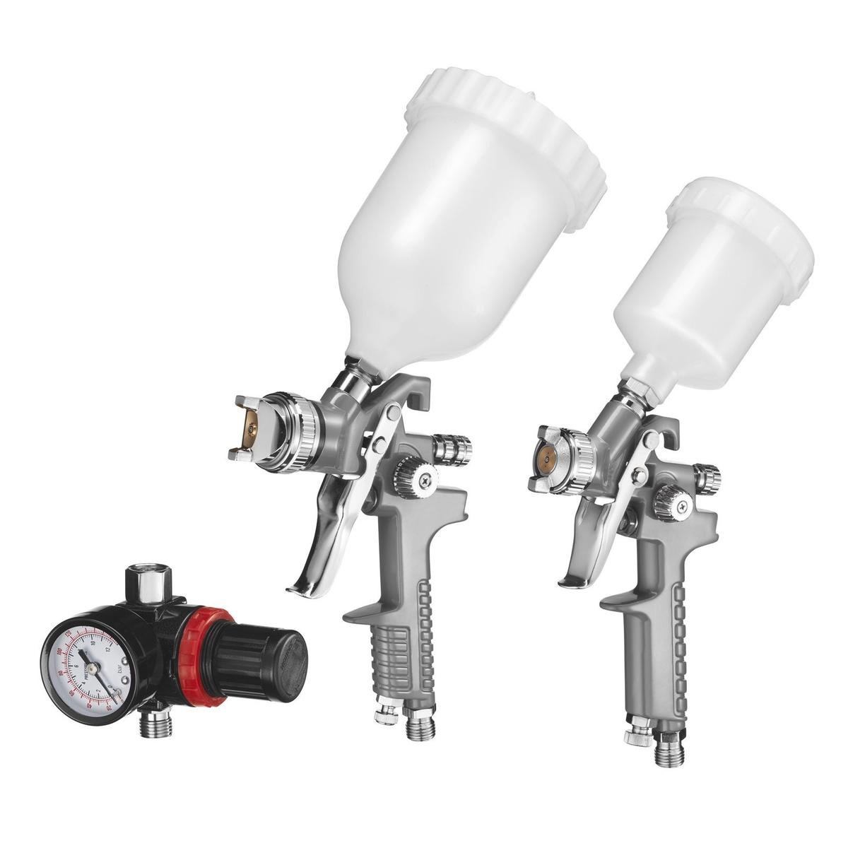 Ozito 3 Piece Gravity Feed Air Spray Gun Kit 1.4mm Metal Efficient Finish