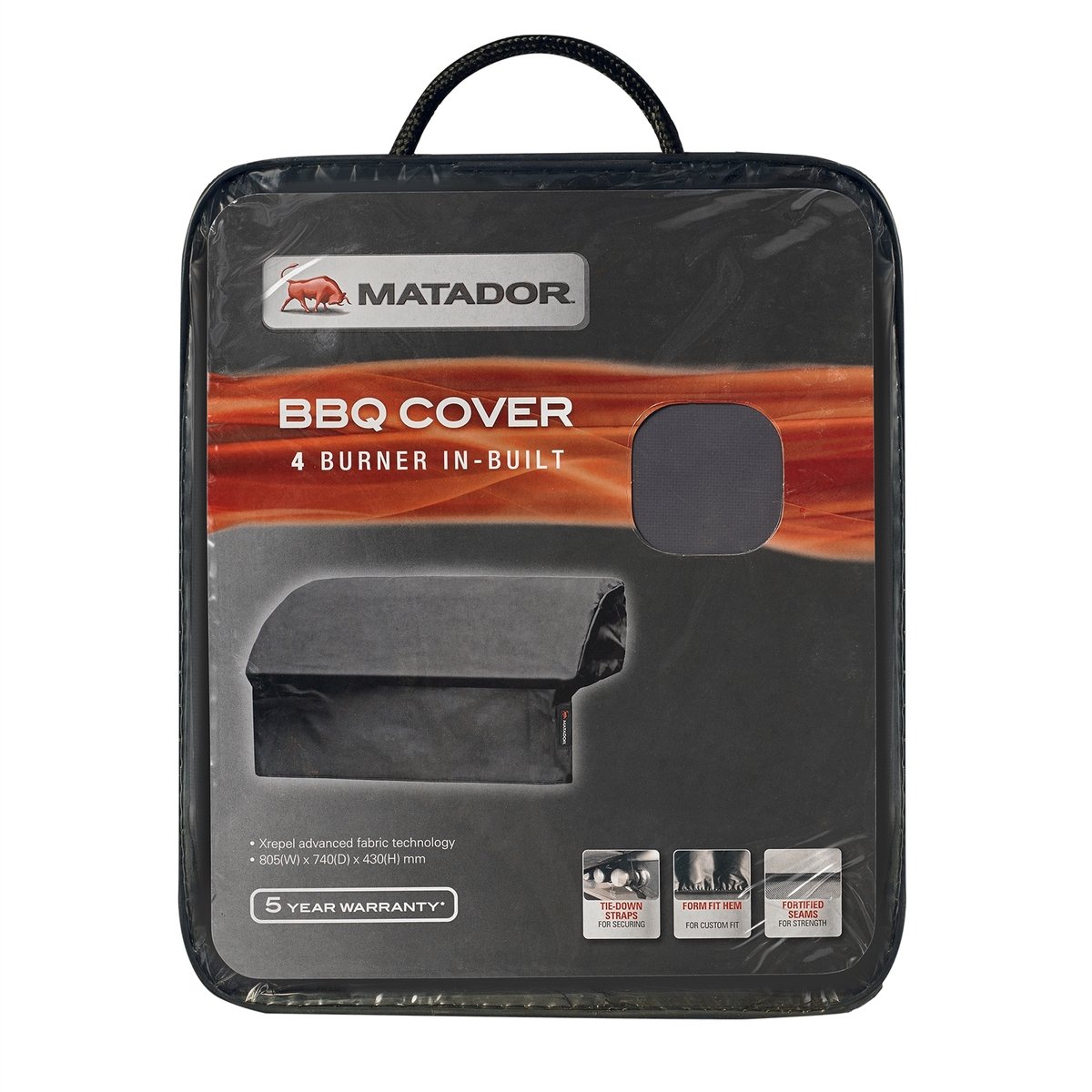 Matador 4 Burner Built-In BBQ Cover 805 x 740 x 430mm Weather Resistant