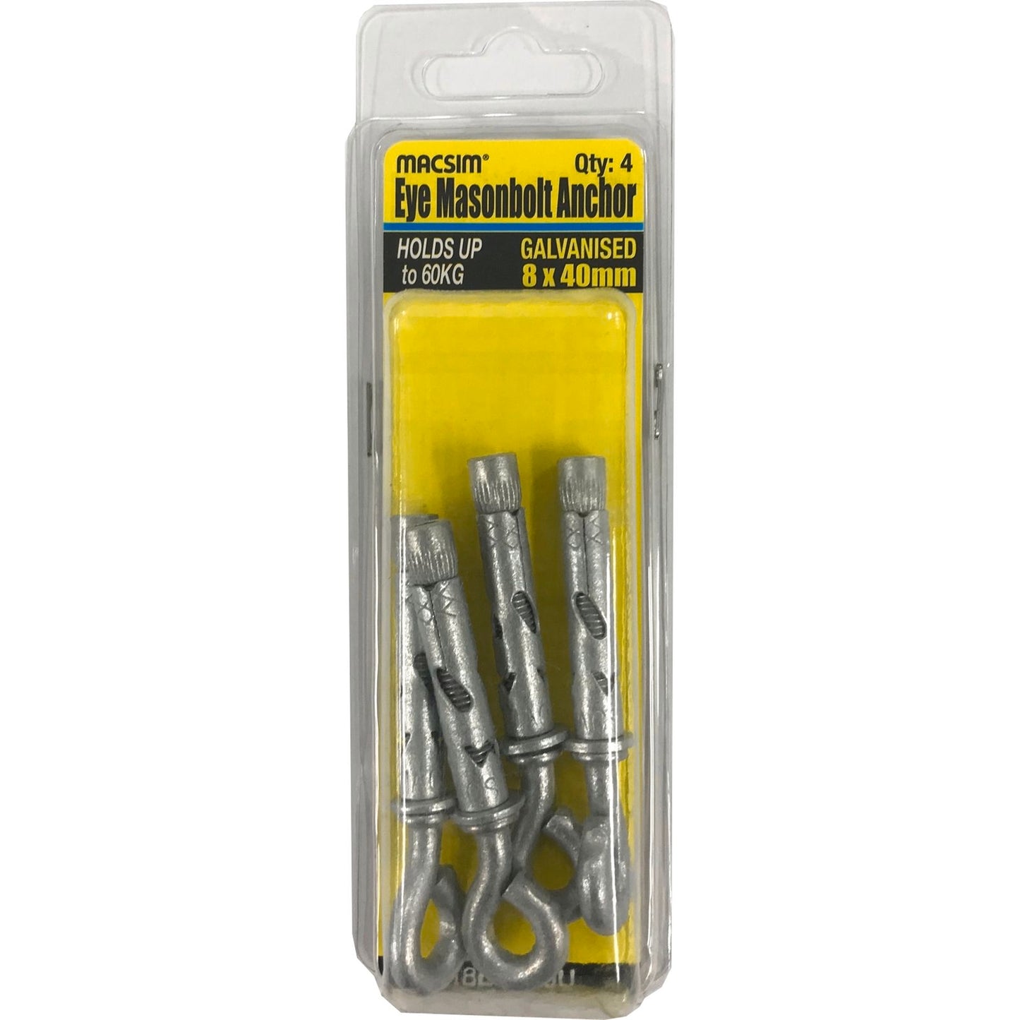 Macsim Eye Bolt Sleeve Anchor - 8 x 40mm - 4 Pack