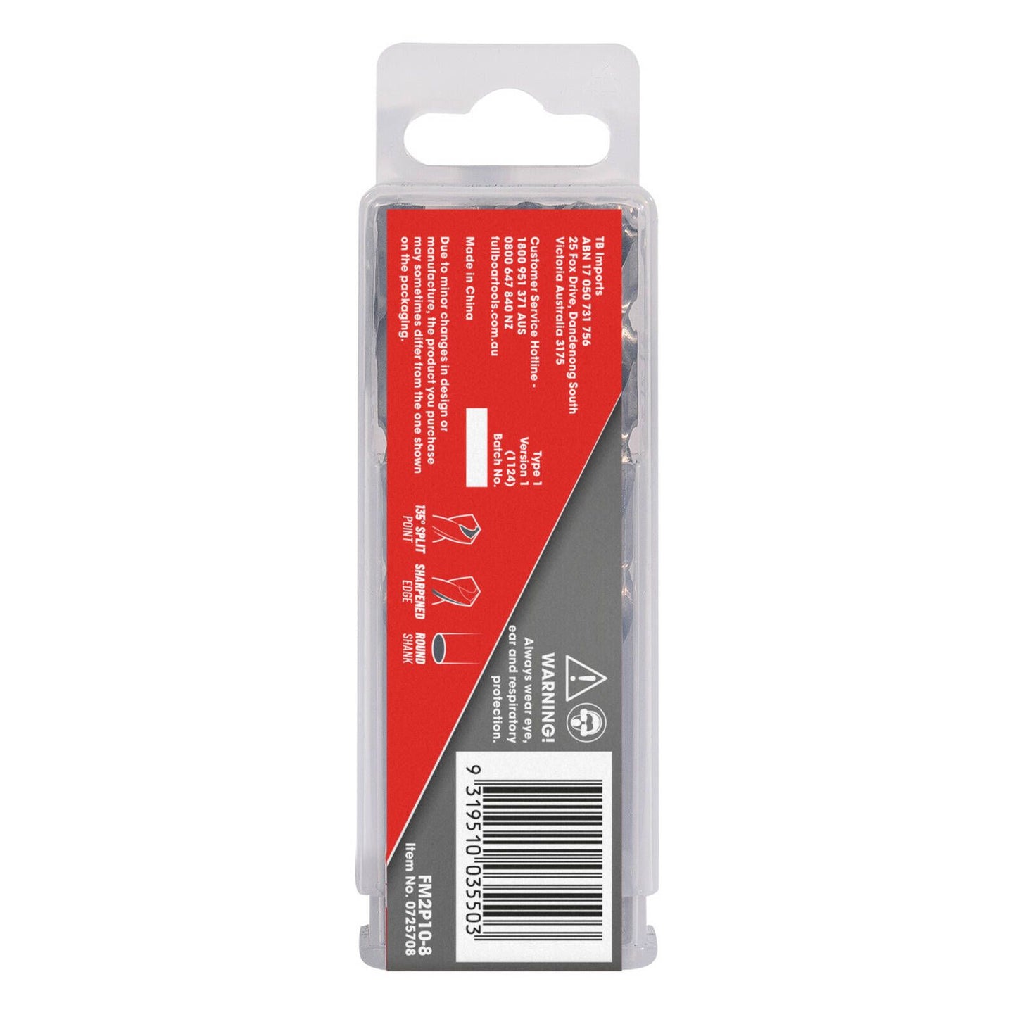 Full Boar HSS Drill Bit - 8mm - 10 Pack