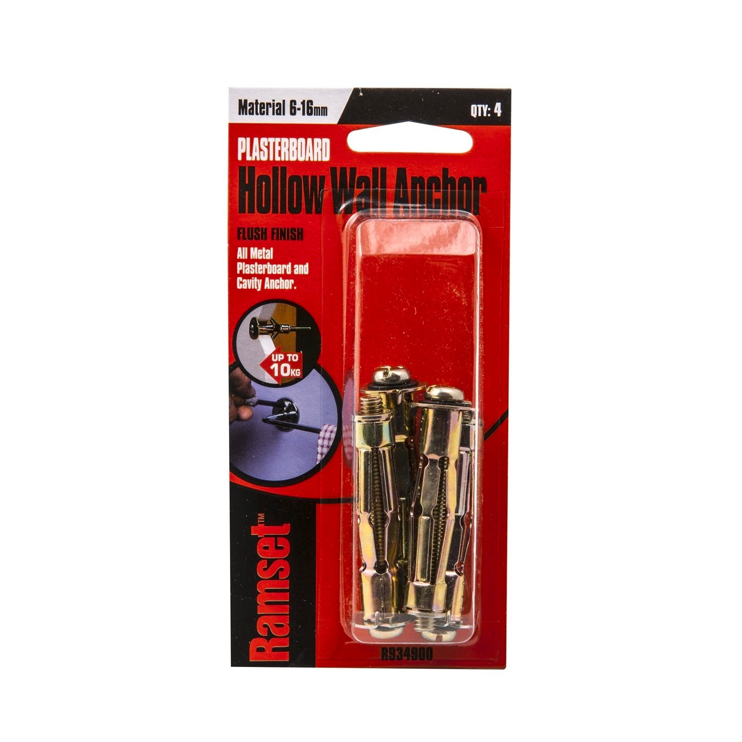Ramset Hollow Wall Anchor - 6 x 13mm - 4 Pack