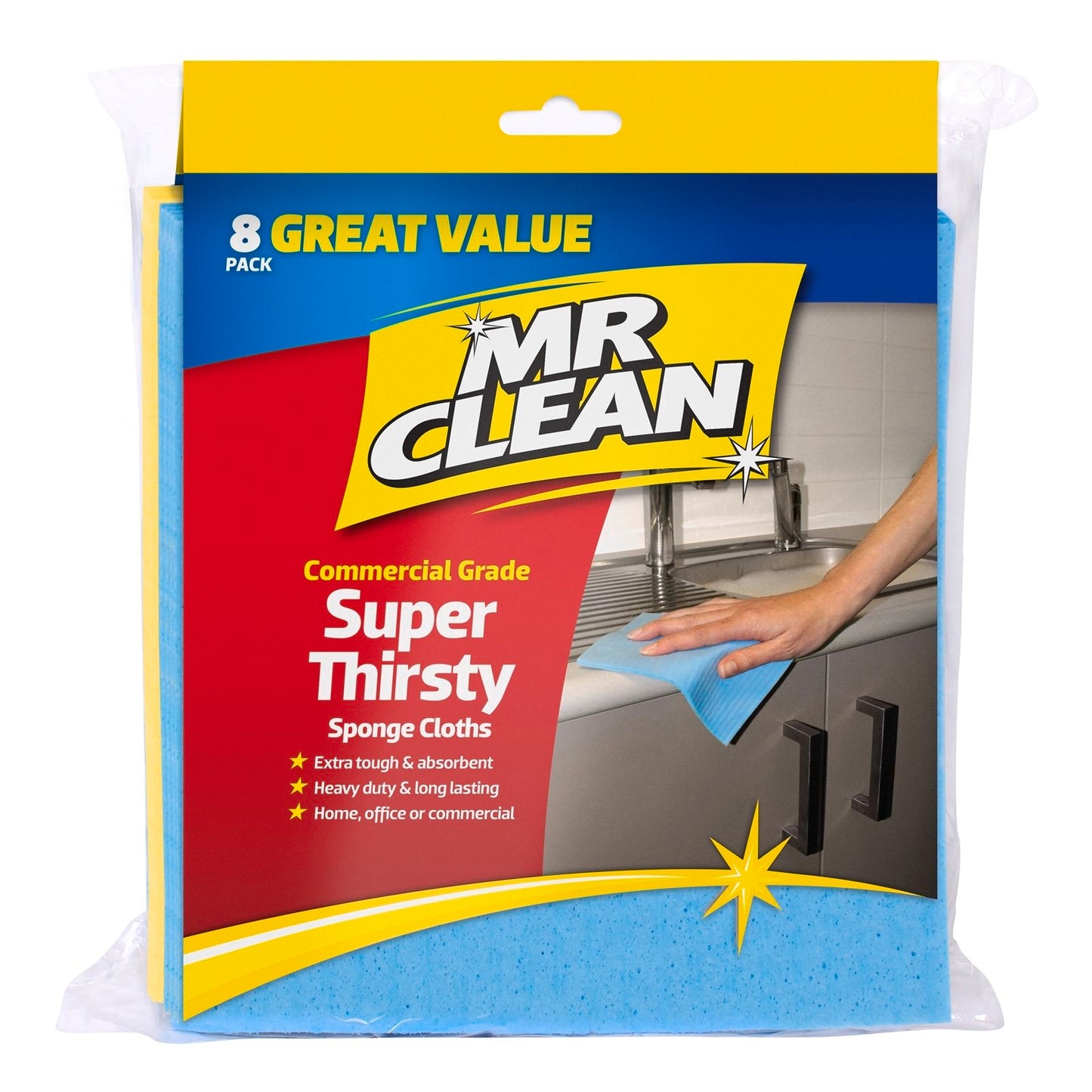 Mr Clean Commercial Grade Super Thirsty Sponge Cloths - 8 Pack