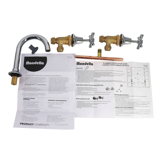 Mondella Chrome Cadenza Basin Set - 1/2 Turn - 1245 x 170 x 130mm