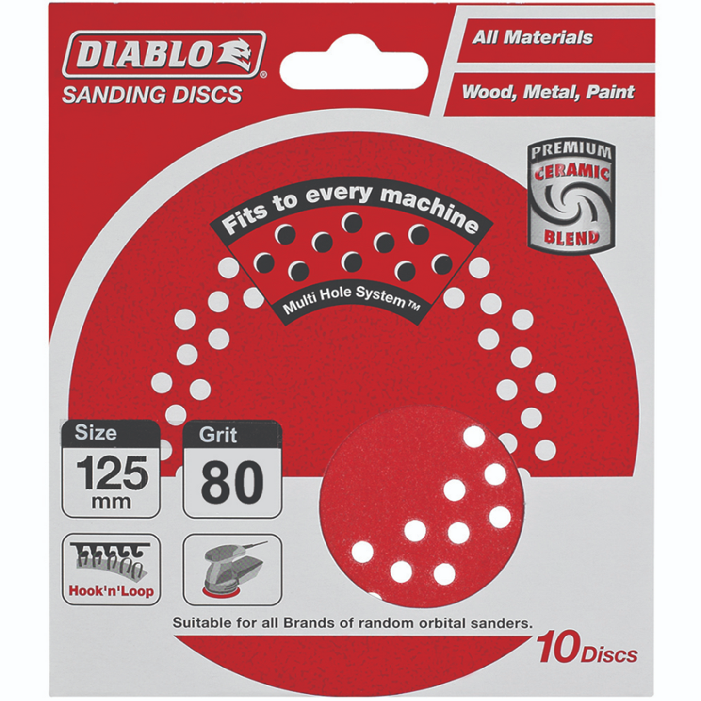 Diablo 125mm 80 Grit Sanding Discs - 10 Pack