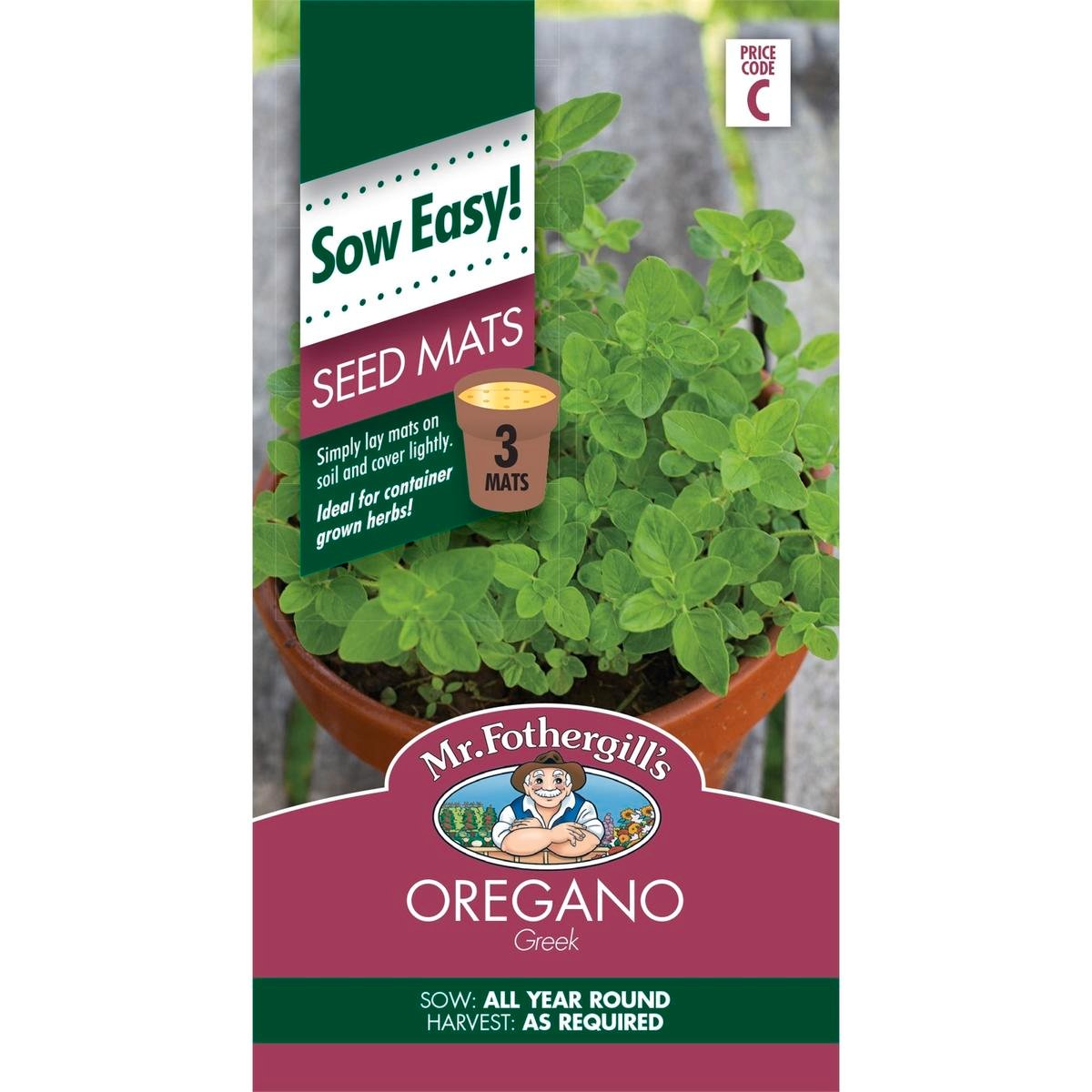 Mr Fothergill Oregano Seed Mat - 75mm - Seeds - Easy To Grow