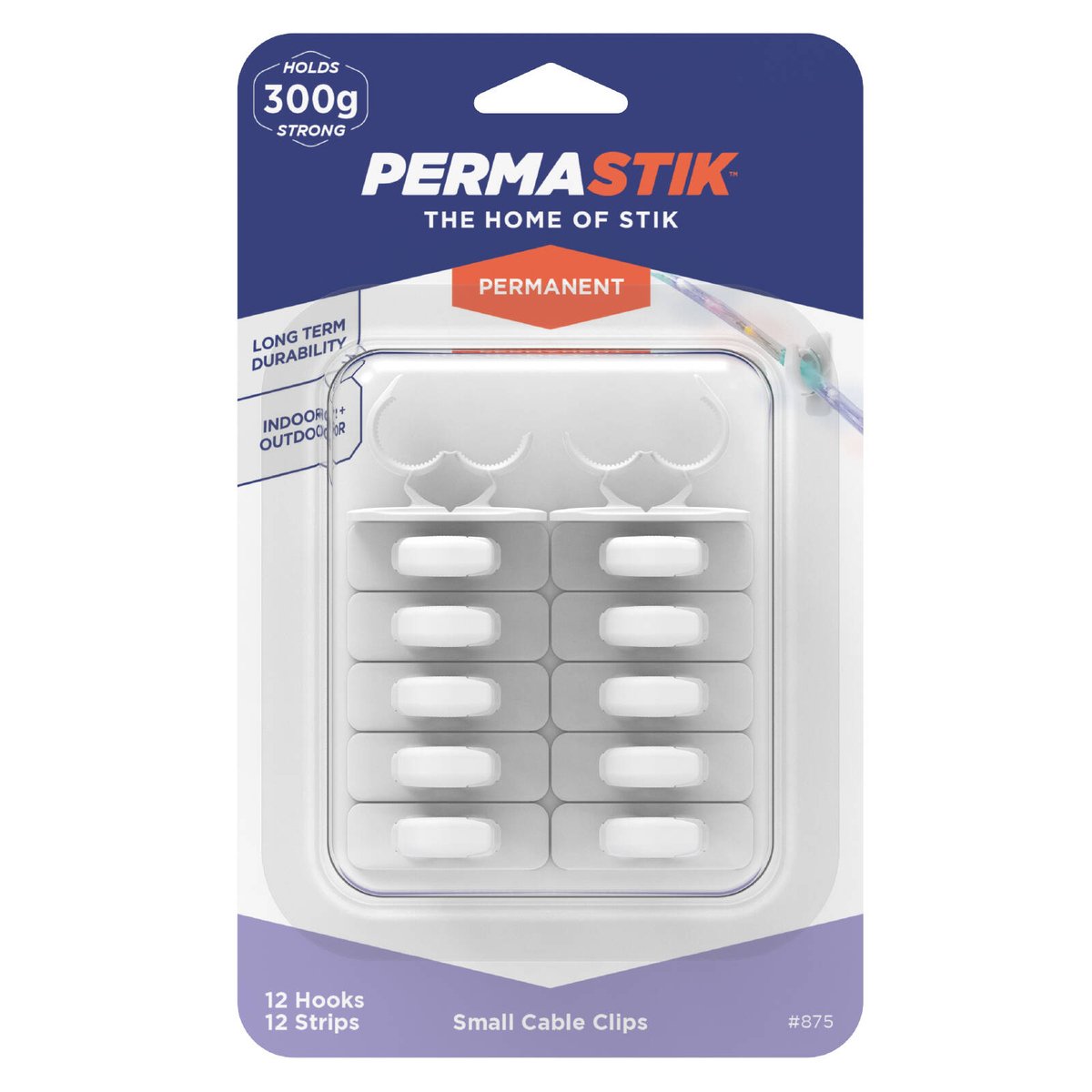Permastik Small Cable Clips 12 Pack Plastic 300g Hold Easy Apply