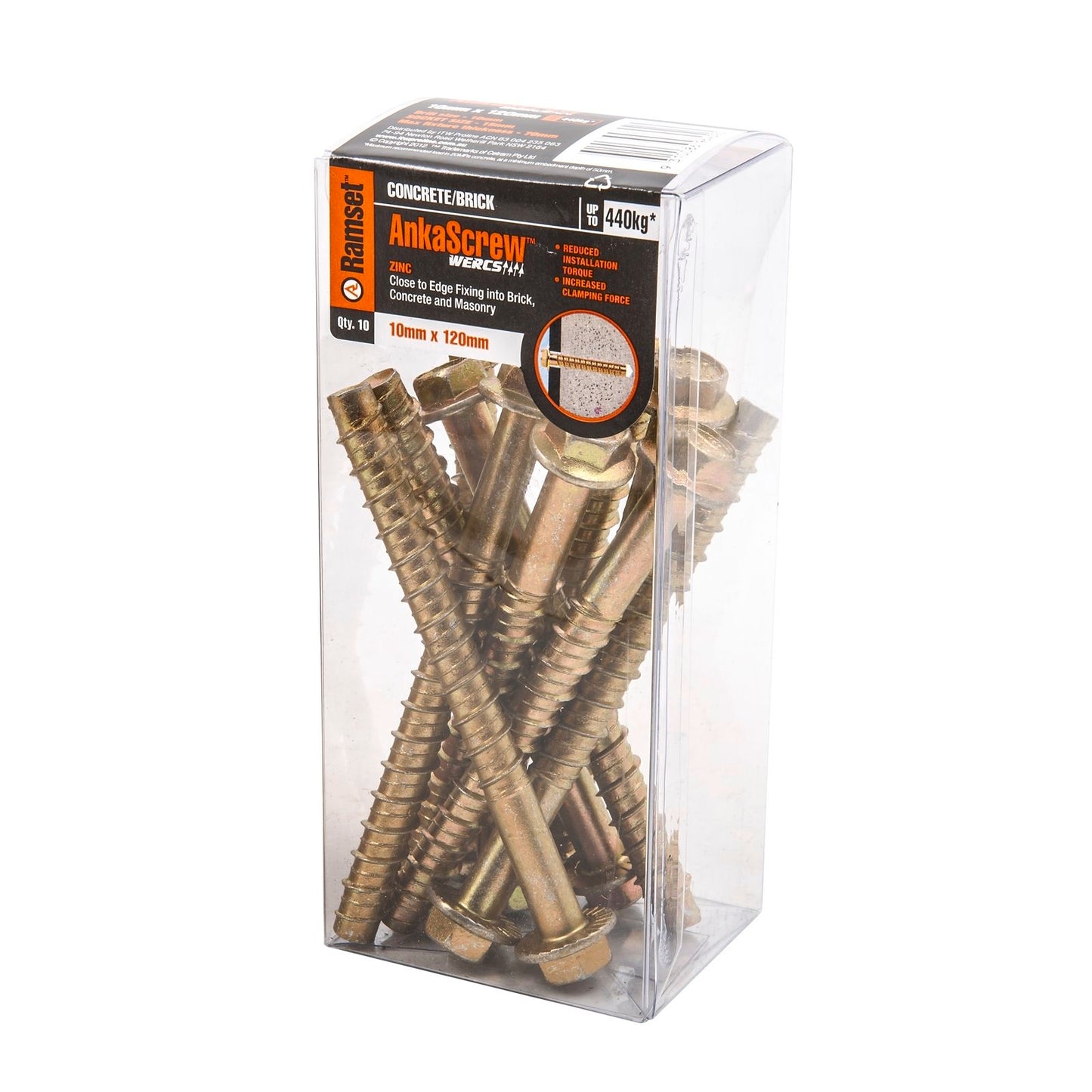Ramset Ankascrew Masonry Anchor - 10 x 120mm - 10 Pack