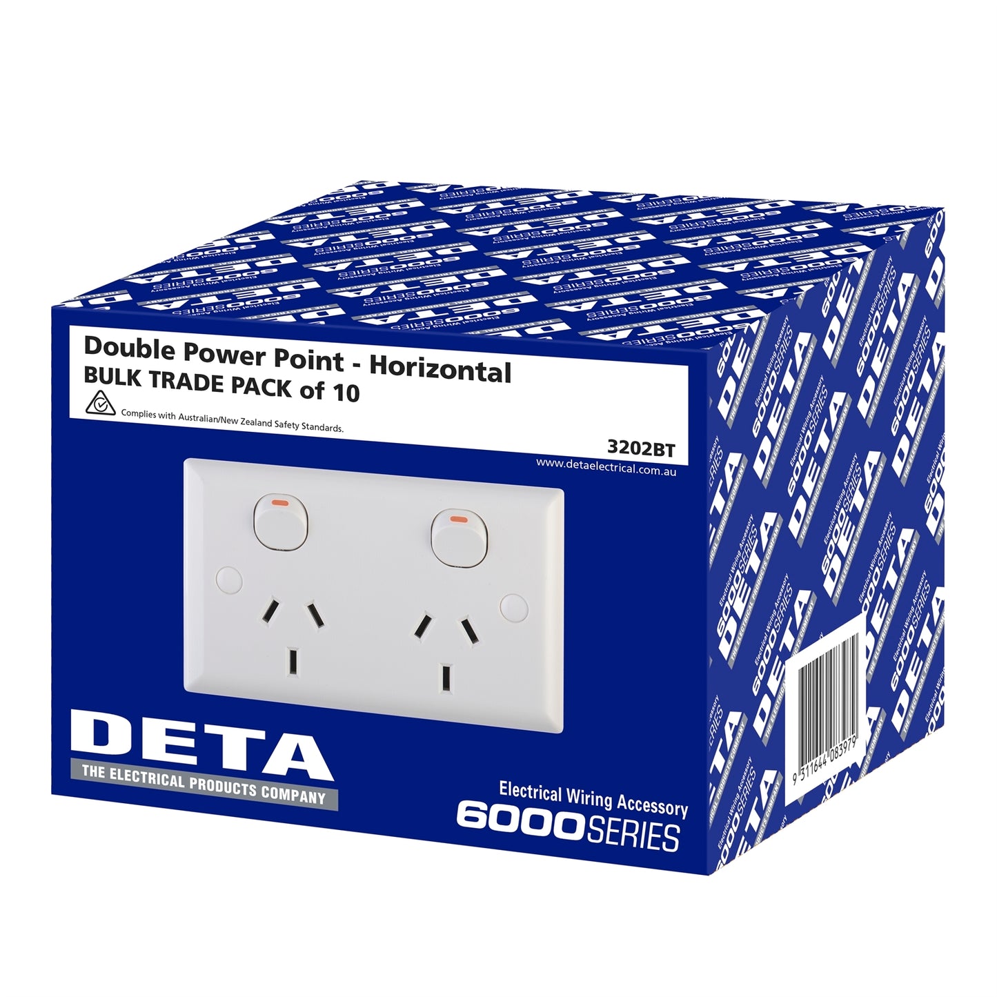 Deta Solid Plate Double Power Point - 10 Pack